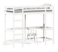 Gecheer Loft Bed with Desk High Sleeper Bunk Bed with Ladders Wooden Bed Frame Space Saving for Studen Kids AdultsWhite 80x200 cm Solid Wood Pine