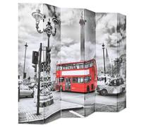 Gecheer London Street Room Divider, Black and White Canvas, 228 x 170 cm, Home Decor Model245876