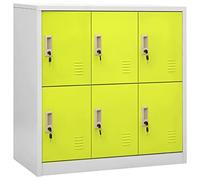Gecheer Metal Locker Cabinets Storage Filing Cabinet Lockable Cupboard, Living Room and School Locker Organizer with Doors and Locks Light Grey and Green 90x45x92.5 cm Steel