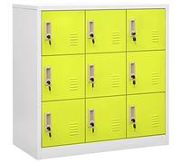 Gecheer Metal Locker Cabinets Storage Filing Cabinet Lockable Cupboard, Living Room and School Locker Organizer with Doors and Locks Light Grey and Green 90x45x92.5 cm Steel 2