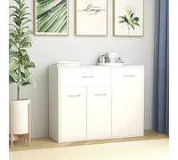 Gecheer Minimalist White Engineered Wood Sideboard with Large Drawer and Doors - 88x30x70 cm Model800675