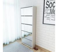 Gecheer Mirrored Shoe Cabinet - White, 5 Drawers, Wall Mounted, 15-20 Pairs Storage Model273938