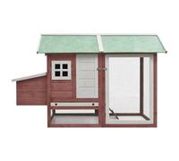 Gecheer Mocha and Green Chicken Hutch with Easy-Climb Ramp and Pull-Out Tray - Suitable for Chickens 170862