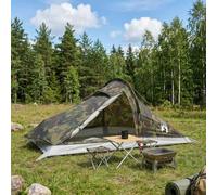 Gecheer Modern Backpacking Tent 4-Person Grey and Orange 185T Polyester with PU Coating, Waterproof, 260x254x125 cm, All-Season Camping 42018573
