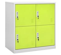 Gecheer Modern Decorative Steel Locker Cabinet with 4 Lockers, Light Grey and Green, 90x45x92.5 cm Model336435
