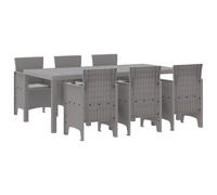 Gecheer Modern Garden Dining Set - Light Grey Polypropylene, 200 x 100 x 73 cm, Outdoor Alfresco Dining Model3378729