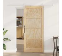 Gecheer Modern Solid Pine Wood Sliding Door - Natural and White - 200 x 4 x 198.5 cm Model3333762