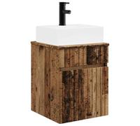 Gecheer Modern Wall-Mounted Sink Vanity Old Wood Engineered Wood 39x41x62.5cm Ample Storage for Bathroom 890580