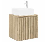 Gecheer Modern Wall-Mounted Sink Vanity Sonoma Oak 53x35x63 cm Engineered Wood Under Sink Storage for Small Bathroom 890424