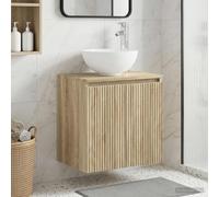 Gecheer Modern Wall-Mounted Sink Vanity Sonoma Oak, Engineered Wood, Compact Design for Small Bathrooms, Under Sink Storage, Quick Drain, 49.5x35x63 cm 890384