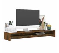 Gecheer Monitor Stand Riser, Desk Stand Riser, 2 Tiers Computer Stand, Laptop Stand with Storage Shelf, Wooden Desktop Organizer Stand for PC Monitor Laptop Printer Smoked Oak 100x24x13 cm