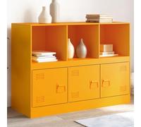 Gecheer Mustard Yellow Cold-Rolled Steel Sideboard with 3 Compartments & Metal Handles - 99x39x73 cm Model841790