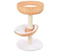 Gecheer Natural Wood Cat Tree with 2 Cozy Baskets & Removable Cushions - Compact Design for Scratching, Climbing, & Exercise Model170723
