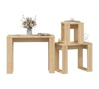 Gecheer Nest of Tables, Nesting Coffee Tables, 3 Pcs Modern Sofa Side Table,Simple Design Living Room Furniture Sonoma Oak Engineered Wood