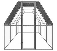 Gecheer Outdoor Chicken Cage & Run - Galvanized Steel, Silver Grey, 2x8x2m - Suitable for Chickens, Ducks & More 3089321