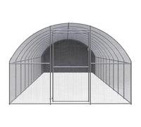 Gecheer Outdoor Chicken Coop Cage with Run - Galvanized Steel, Silver Grey, 3x12x2m - Ideal for Poultry 3095477