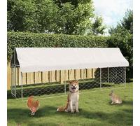 Gecheer Outdoor Dog Kennel Heavy Duty Galvanized Steel Lockable Door Water Resistant UV Protected PE Roof Mesh Walls for Safety Ventilation Exercise Training Play Paradise 171497