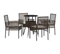 Gecheer Outdoor Garden Dining Set - 4 Chairs & Table, Brown Poly Rattan, Weatherproof, Comfortable Cushions Model3334944