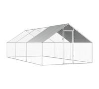 Gecheer Outdoor pet chicken and duck cage - Silver frame, gray roof - Suitable for large birds - 2.75x6x1.92 meters Model170790