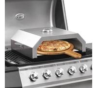 Gecheer Outdoor Portable Ceramic Stone Baking Pan Stainless Steel Pizza Oven - Black & Silver - Suitable for Gas or Charcoal Grilling Model47395