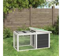 Gecheer Outdoor Rabbit Hutch with Activity Centre & Sleeping Area - Grey, White, Green - Solid Pine Wood - 100.5 x 54 x 55 cm Model172290