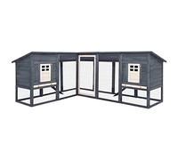 Gecheer Outdoor Rabbit Hutch with Run Grey and White Solid Fir Wood Rabbit Guinea House Wooden Hide House Rabbit Run Cage