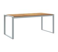 Gecheer Outdoor Rectangular Grey Patio Dining Table, 6-Seater, Metal & Wood, 180x90x75 cm Model4010604