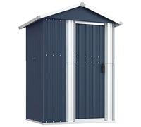 Gecheer Outdoor Storage Shed - Garden Tool House, Firewood and Bike Storage - Metal With Door, Anthracite 126x97.5x177 cm Galvanised Steel