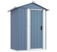 Gecheer Outdoor Storage Shed - Garden Tool House, Firewood and Bike Storage, Metal With Door, Grey 126x97.5x177 cm Galvanised Steel