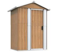 Gecheer Outdoor Storage Shed Garden Tool Shed Tool Storage House Firewood Storage Shed Outdoor Bike Shed, Metal, with Door, Brown 126x97.5x177 cm Galvanised Steel