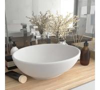 Gecheer Oval Matt White Ceramic Wash Basin 40x33 cm Luxury Above Counter Bathroom Sink with Drain Hole 4.5 cm for Home Vanity 146921
