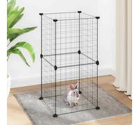 Gecheer Pet Cage, Black Powder-Coated Steel, DIY Assembly, 35x35cm Panels, 4.3cm Grid Height Model3114031