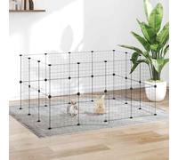 Gecheer Pet Exercise Cage, Black Powder-Coated Steel, DIY Assembly, 35x35cm Panels, 4.3cm Grid Height Model3114038