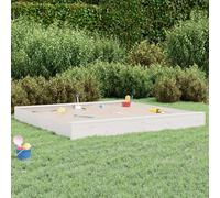 Gecheer Pine Wood Sandbox with Seats - Creative Play, 200x200x20cm, 2-8 Years, White Model825045
