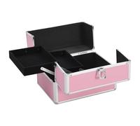 Gecheer Pink Aluminium Makeup Storage Case - Extendable Top, Lockable, 22x30x21 cm Model91830
