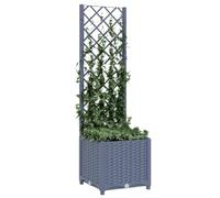 Gecheer Planter Box with Trellis Trough Planter with Topped Trellis, Rectangular Flowerpot With Lattice, Flower Raised Bed Dark Grey 40x40x136 cm PP