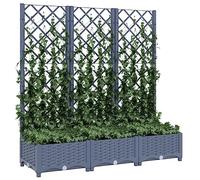 Gecheer Planter Box with Trellis Trough Planter with Topped Trellis, Rectangular Flowerpot With Lattice, Flower Raised Bed Dark Grey 120x40x121.5 cm PP