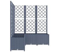 Gecheer Planter Box with Trellis Trough Planter with Topped Trellis, Rectangular Flowerpot With Lattice, Flower Raised Bed Dark Grey 120x120x136 cm PP