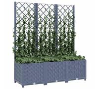 Gecheer Planter Box with Trellis Trough Planter with Topped Trellis, Rectangular Flowerpot With Lattice, Flower Raised Bed Dark Grey 120x40x136 cm PP