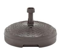 Gecheer Plastic Umbrella Base with Rattan Pattern, Weather-Resistant, 20L Water/Sand Fillable, 45x28cm, Brown, for Garden Patio 48770