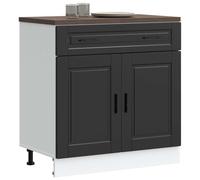Gecheer Porto Kitchen Base Cabinet - Engineered Wood, 80x46x81.5 cm, Adjustable Feet, Black, 70 kg Capacity Model853978