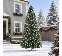 Gecheer Pre-lit Artificial Christmas Tree 400cm with 600 LEDs, 8 Modes, PVC & Metal, Hinged Branches, Pinecone Decor, Indoor/Outdoor Use, Green 3461449