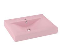 Gecheer Premium Ceramic Rectangular Wash Basin - Modern Design, Easy to Clean, Wall Hung or Built-in, 600x460x160mm - Matt Pink Model147021