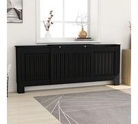 Gecheer Radiator Cover Cabinet Adjustable MDF Wood Modern White Decorative for Living Room Bedroom Black 205 cm Heating Radiator Accessories