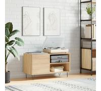 Gecheer Record Cabinet Oak Engineered Wood 85x38x48cm Large Capacity Versatile Record Player Stand Table record cabinet Model831703