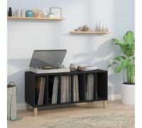 Gecheer Record Player Cabinet LP Record Storage Unit Wooden TV Media Entertainment Center Console Unit Black 100x38x48 cm Engineered Wood Type5