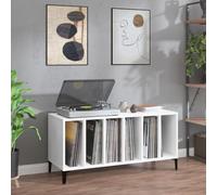 Gecheer Record Player Cabinet LP Record Storage Unit Wooden TV Media Entertainment Center Console Unit White 100x38x48 cm Engineered Wood Type4