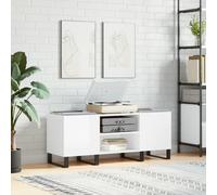 Gecheer Record Player Cabinet LP Record Storage Unit Wooden TV Media Entertainment Center Console Unit High Gloss White 121x38x48 cm Engineered Wood Type1
