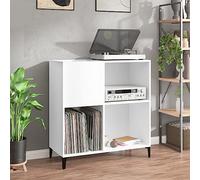 Gecheer Record Player Cabinet LP Record Storage Unit Wooden TV Media Entertainment Center Console Unit White 84.5x38x89 cm Engineered Wood Type4
