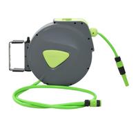 Gecheer Retractable Water Hose Reel - 20m PVC Garden Hose with Spray Nozzle & Automatic Winding - Green & Grey Model143897
